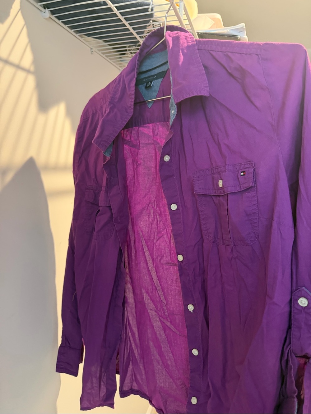 Tommy Hilfiger Purple Long-Sleeve Button-Down Shirt
